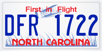 NC license plate DFR1722
