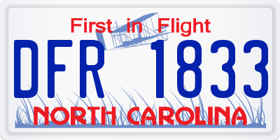 NC license plate DFR1833