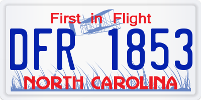 NC license plate DFR1853