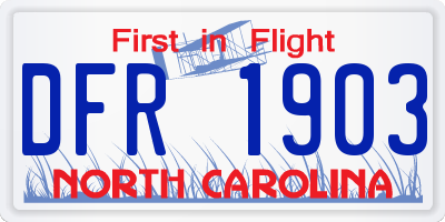 NC license plate DFR1903