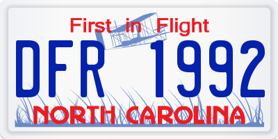 NC license plate DFR1992