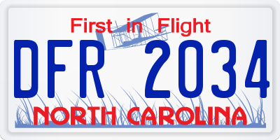 NC license plate DFR2034