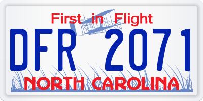 NC license plate DFR2071