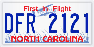 NC license plate DFR2121