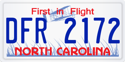 NC license plate DFR2172