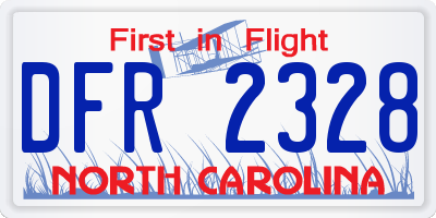 NC license plate DFR2328
