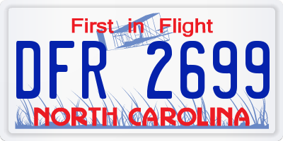 NC license plate DFR2699