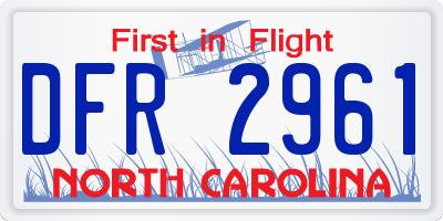 NC license plate DFR2961