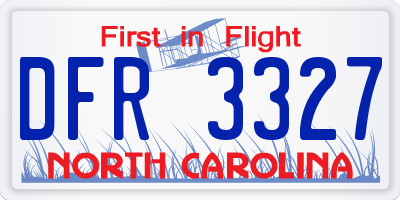 NC license plate DFR3327