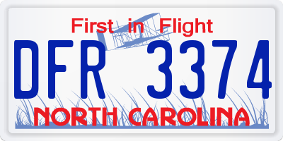 NC license plate DFR3374