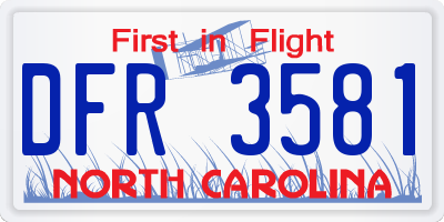 NC license plate DFR3581