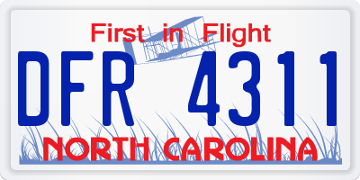 NC license plate DFR4311