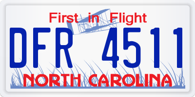 NC license plate DFR4511