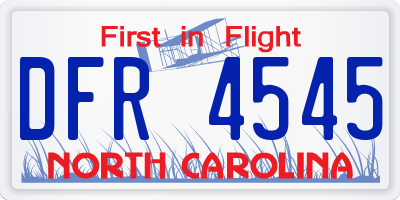 NC license plate DFR4545