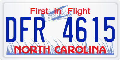NC license plate DFR4615