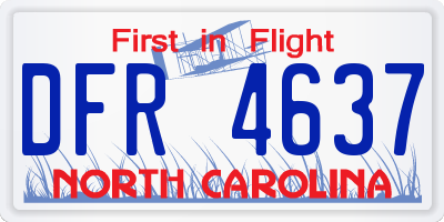 NC license plate DFR4637
