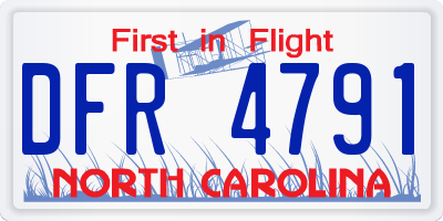 NC license plate DFR4791