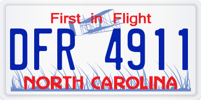 NC license plate DFR4911