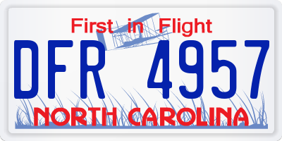 NC license plate DFR4957