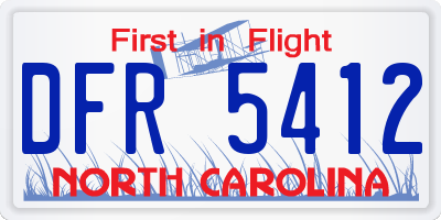 NC license plate DFR5412