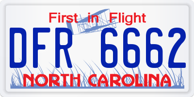 NC license plate DFR6662