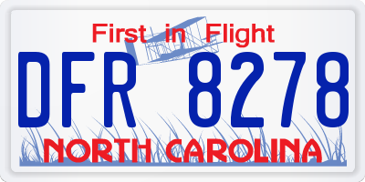 NC license plate DFR8278