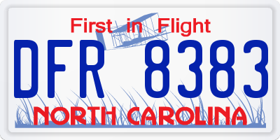 NC license plate DFR8383