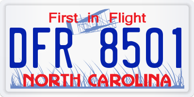 NC license plate DFR8501