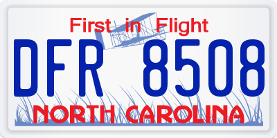 NC license plate DFR8508