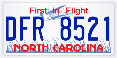 NC license plate DFR8521