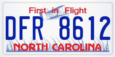 NC license plate DFR8612