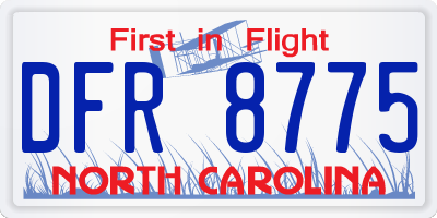 NC license plate DFR8775