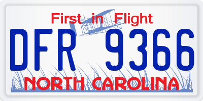 NC license plate DFR9366