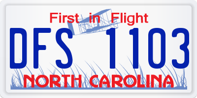NC license plate DFS1103