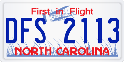 NC license plate DFS2113