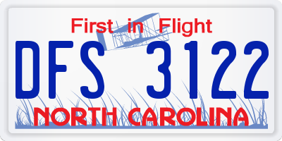NC license plate DFS3122