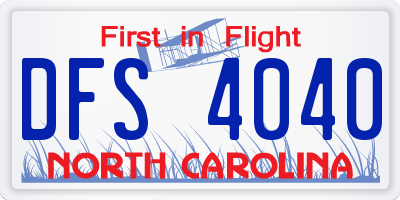 NC license plate DFS4040