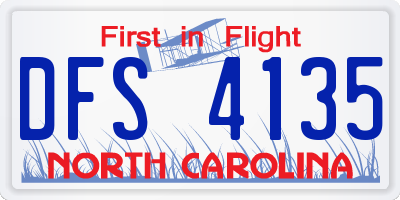 NC license plate DFS4135