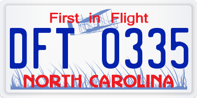 NC license plate DFT0335