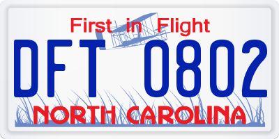 NC license plate DFT0802