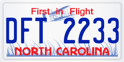 NC license plate DFT2233