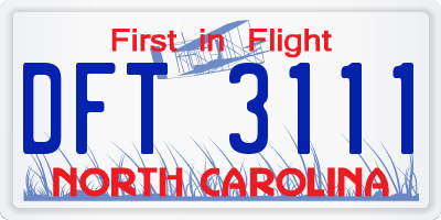 NC license plate DFT3111