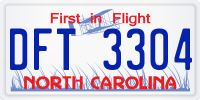 NC license plate DFT3304