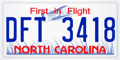 NC license plate DFT3418