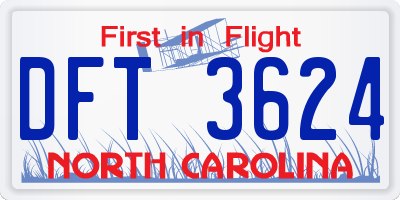 NC license plate DFT3624