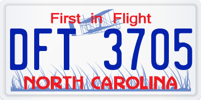 NC license plate DFT3705