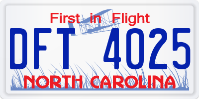 NC license plate DFT4025