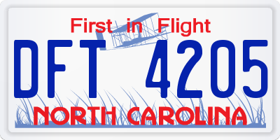 NC license plate DFT4205