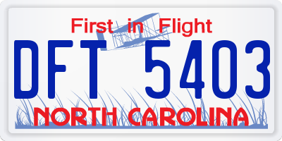 NC license plate DFT5403
