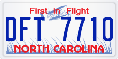NC license plate DFT7710
